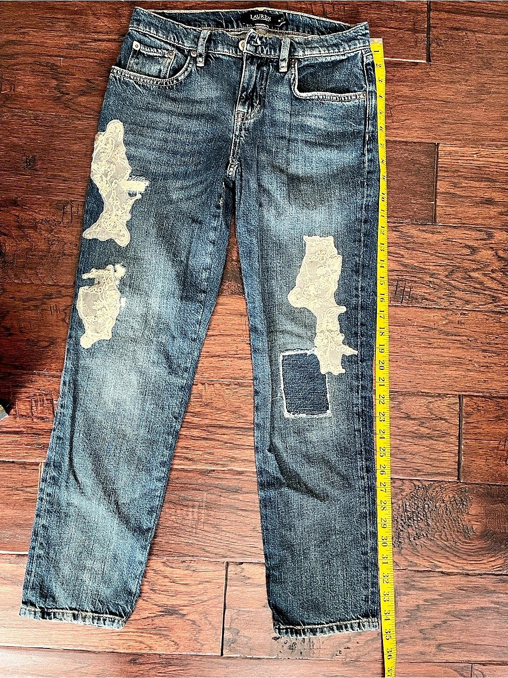 Ralph Lauren Embroidered Straight Leg Jeans in Blue